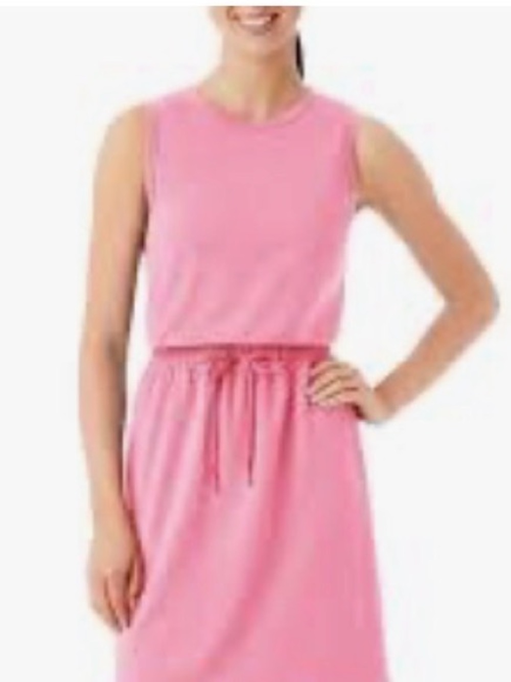 Sleeveless Pink XL  Drawstring Waist Casual Dress NEW S NIP